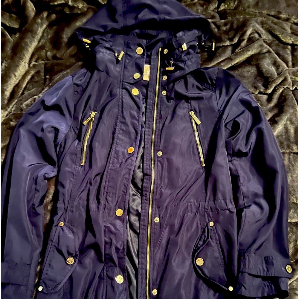 Michael Kors jacket navy blue sz xs fits like S-M Excellent cond Cinched waist